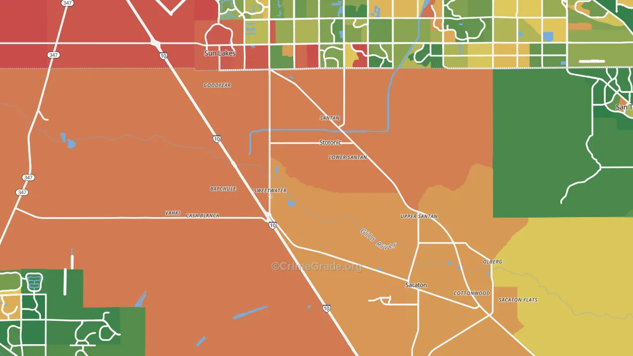 Bapchule, AZ Map of Arson Rates