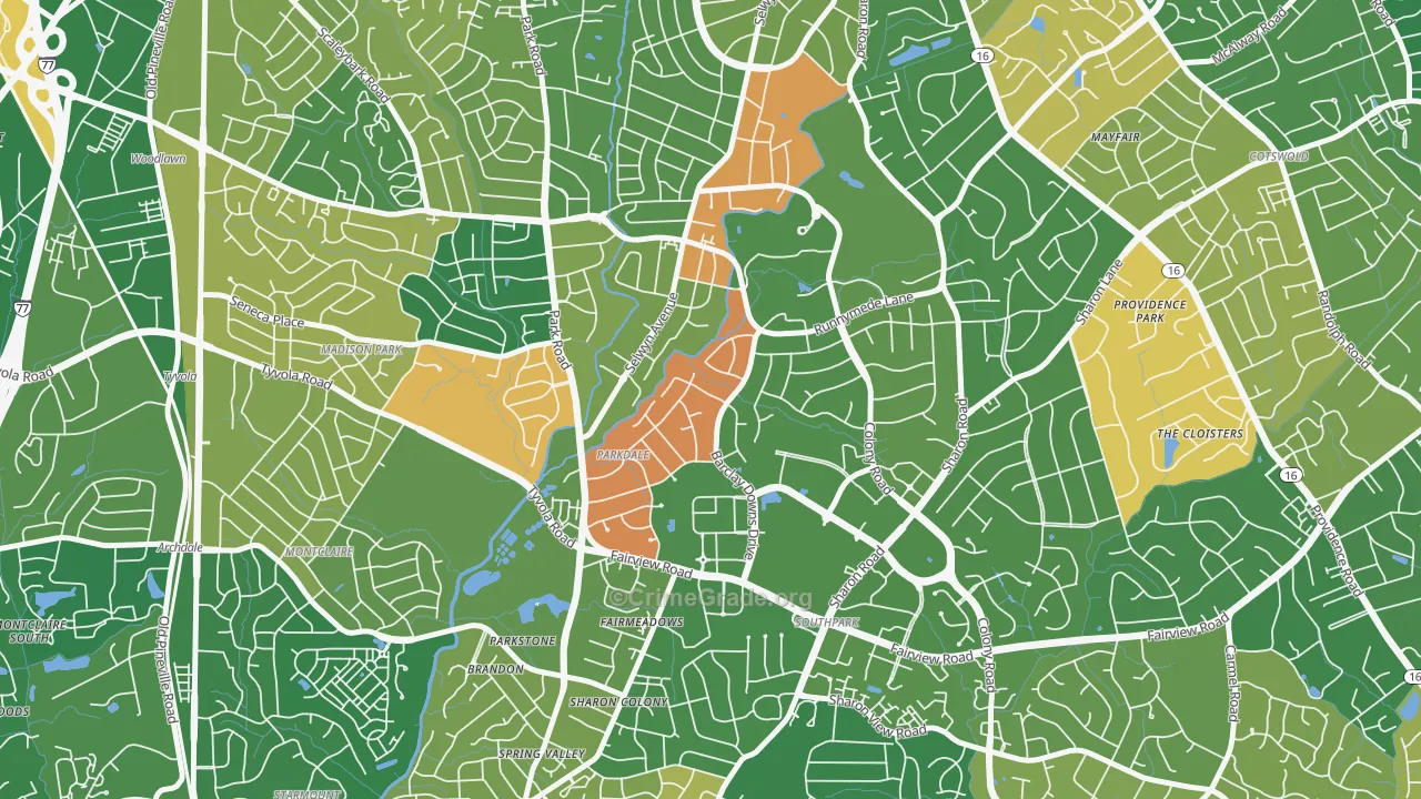 Barclay Downs, Charlotte, NC Map of Arson Rates