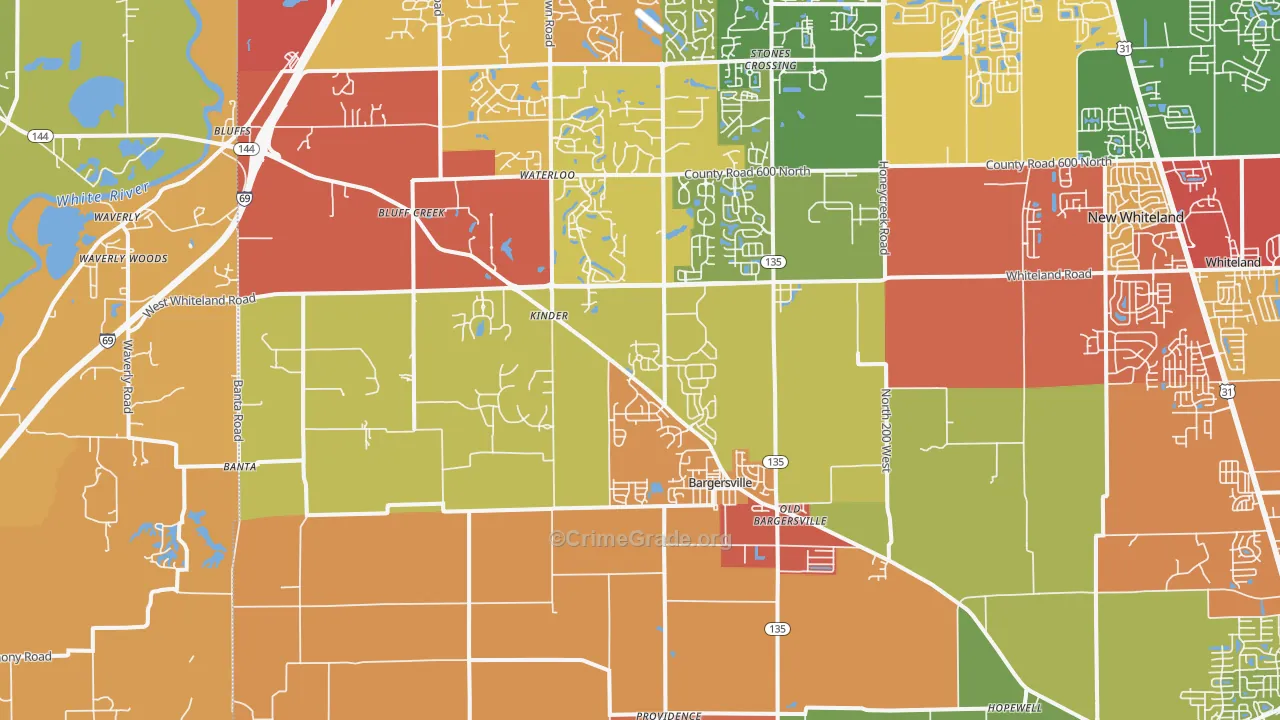 Bargersville, IN Map of Arson Rates