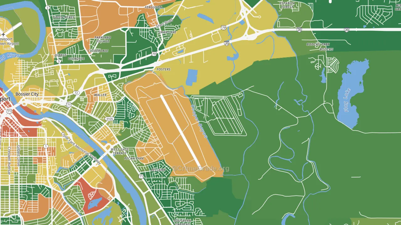 Barksdale Afb, LA Map of Arson Rates