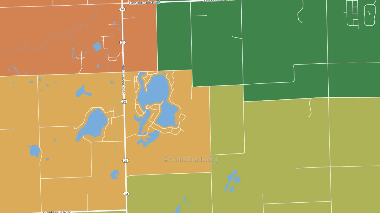 Barnes Lake-Millers Lake, MI Map of Arson Rates