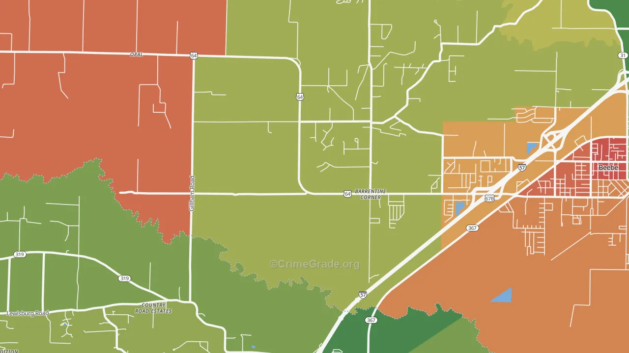 Barrentine Corner, AR Map of Arson Rates