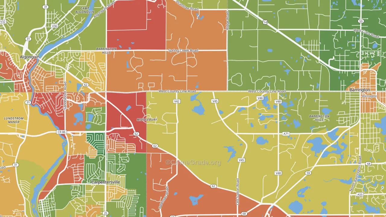 Barrington Hills, IL Map of Arson Rates