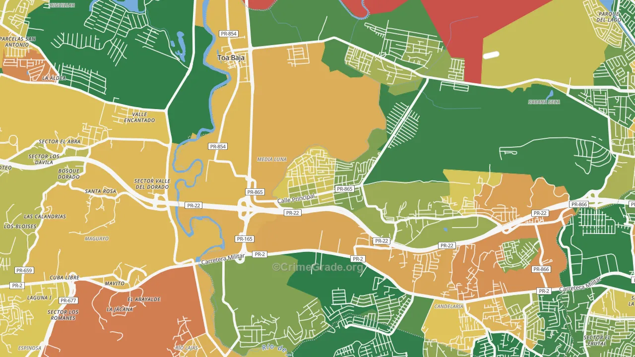 Barrio Campanilla, Toa Baja, PR Map of Arson Rates