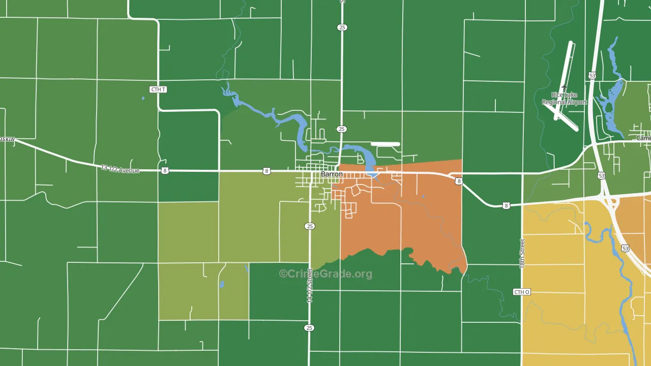 Barron, WI Map of Arson Rates