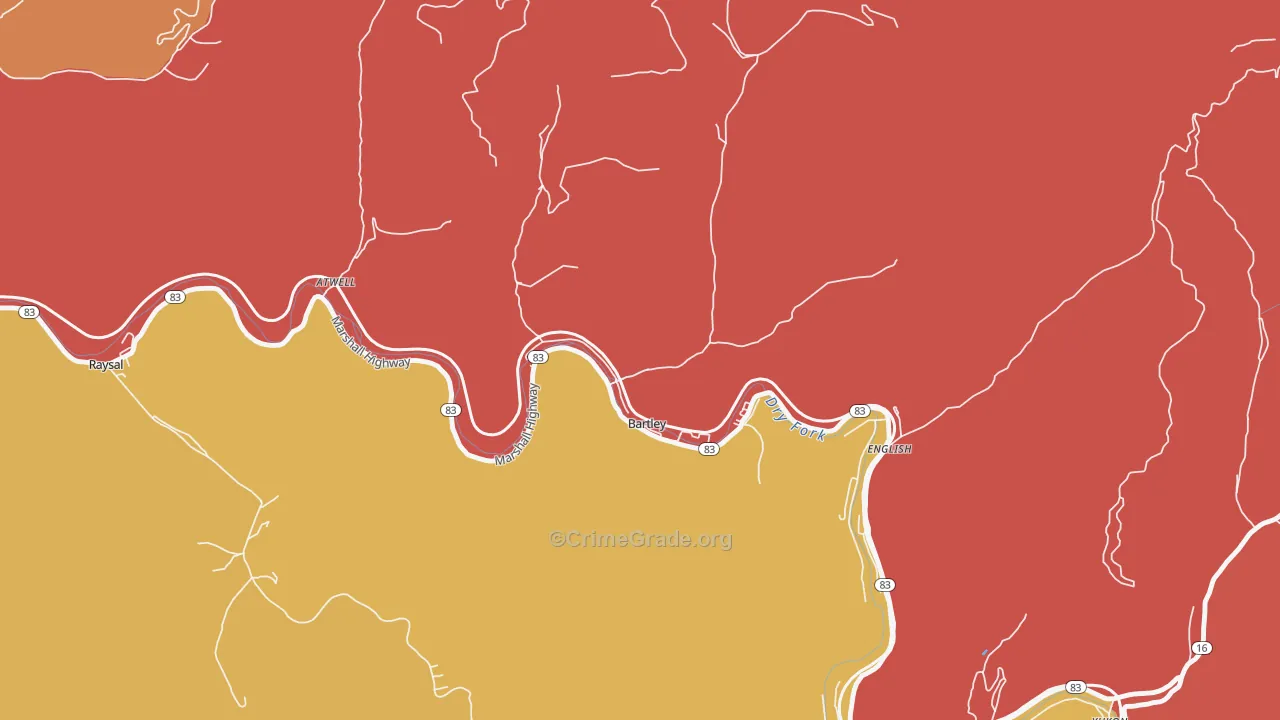 Bartley, WV Map of Arson Rates