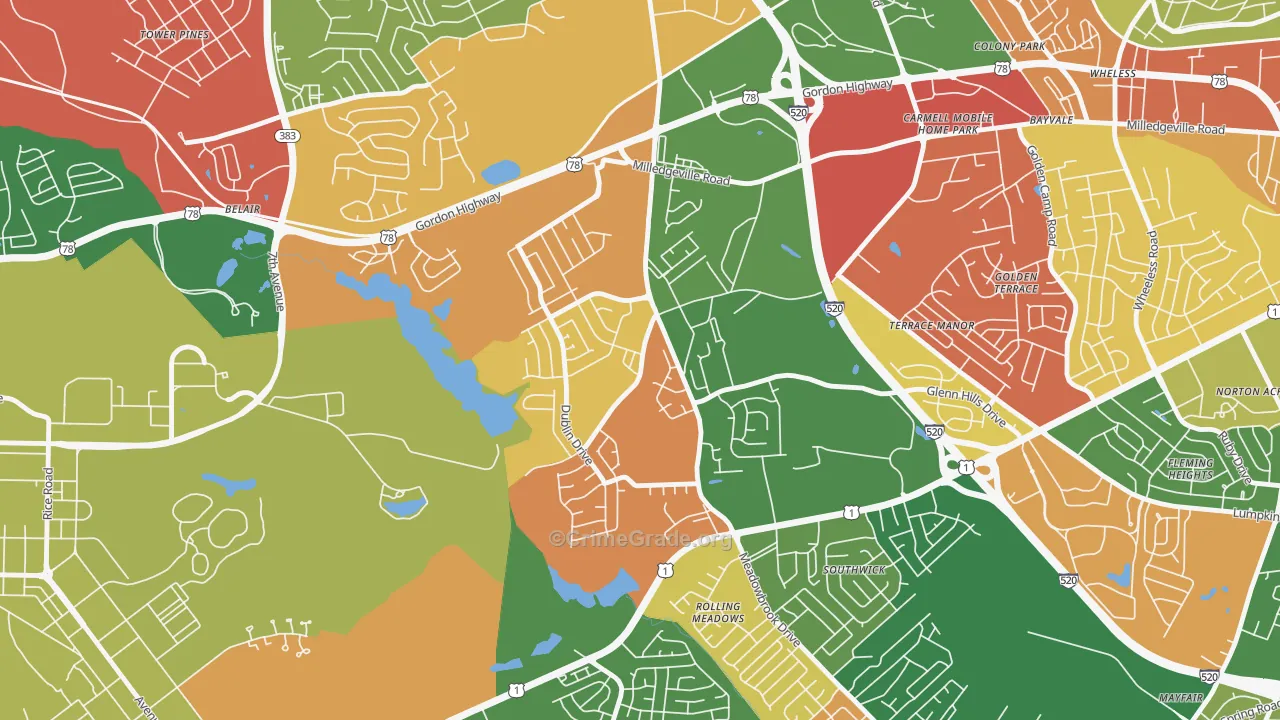 Barton Chapel, Augusta, GA Map of Arson Rates