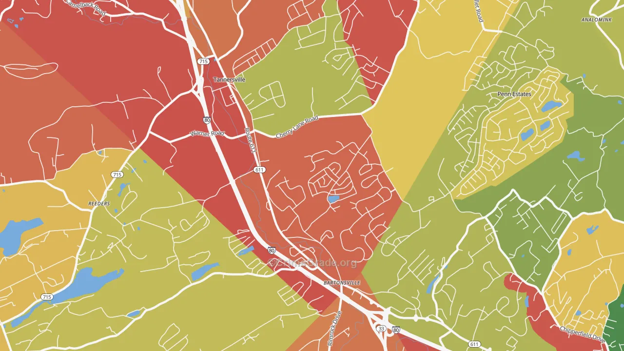 Bartonsville, PA Map of Arson Rates