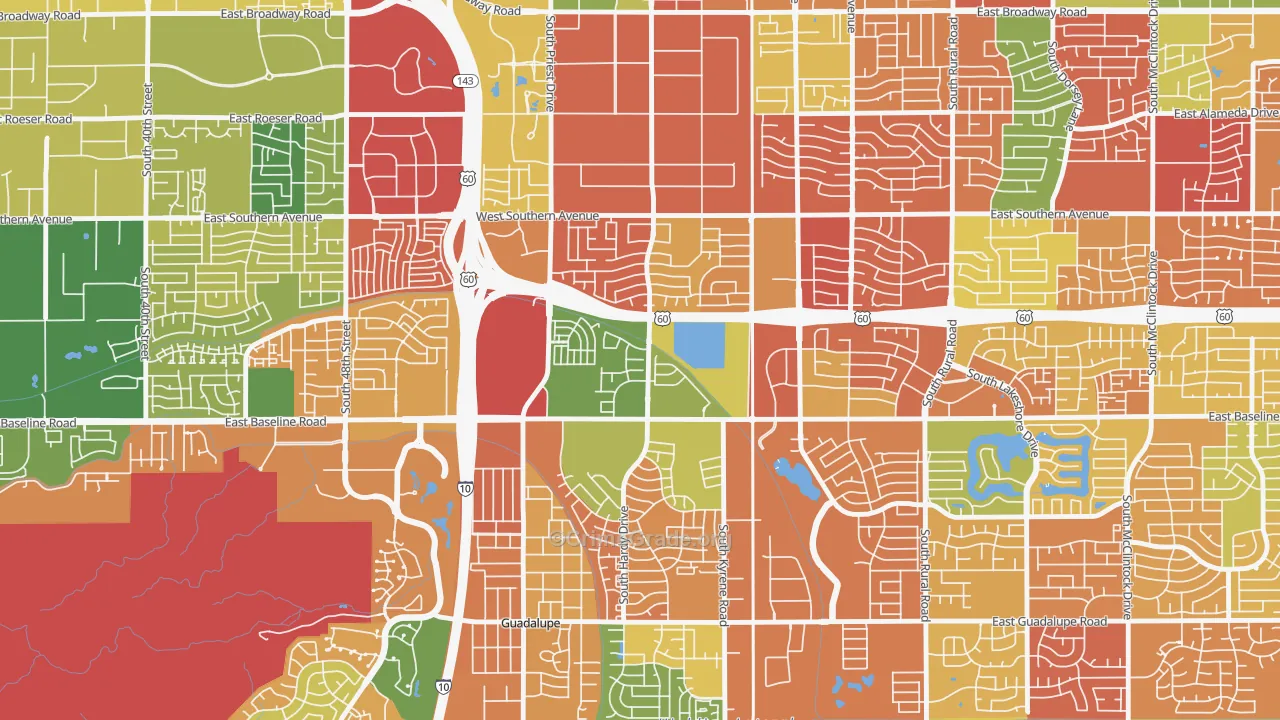 Baseline-Hardy, Tempe, AZ Map of Arson Rates