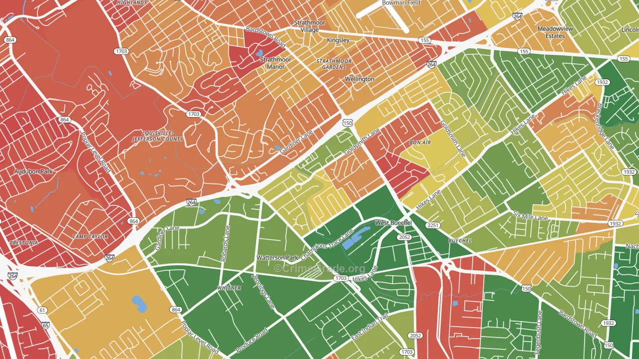 Bashford Manor, Louisville, KY Map of Arson Rates