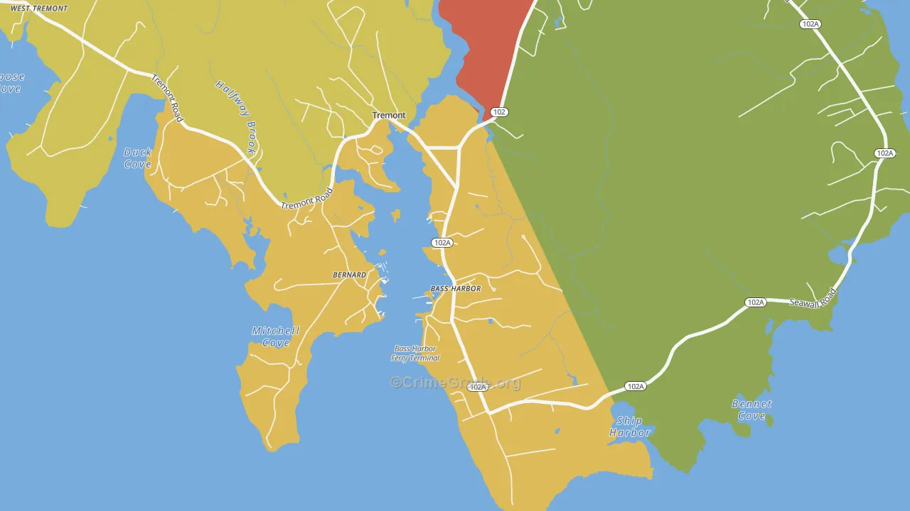 Bass Harbor, ME Map of Arson Rates