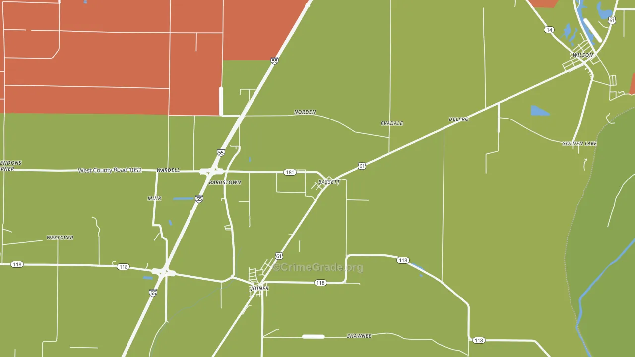 Bassett, AR Map of Arson Rates