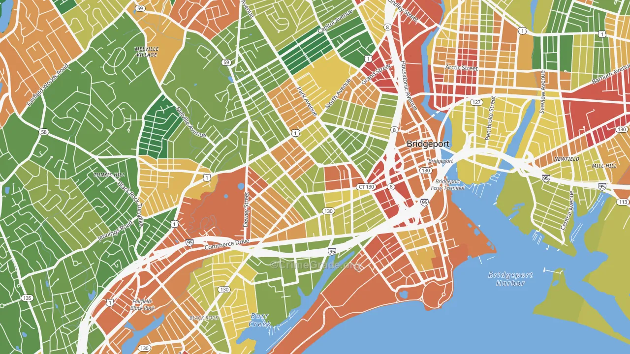Bassickville Historic District, Bridgeport, CT Map of Arson Rates