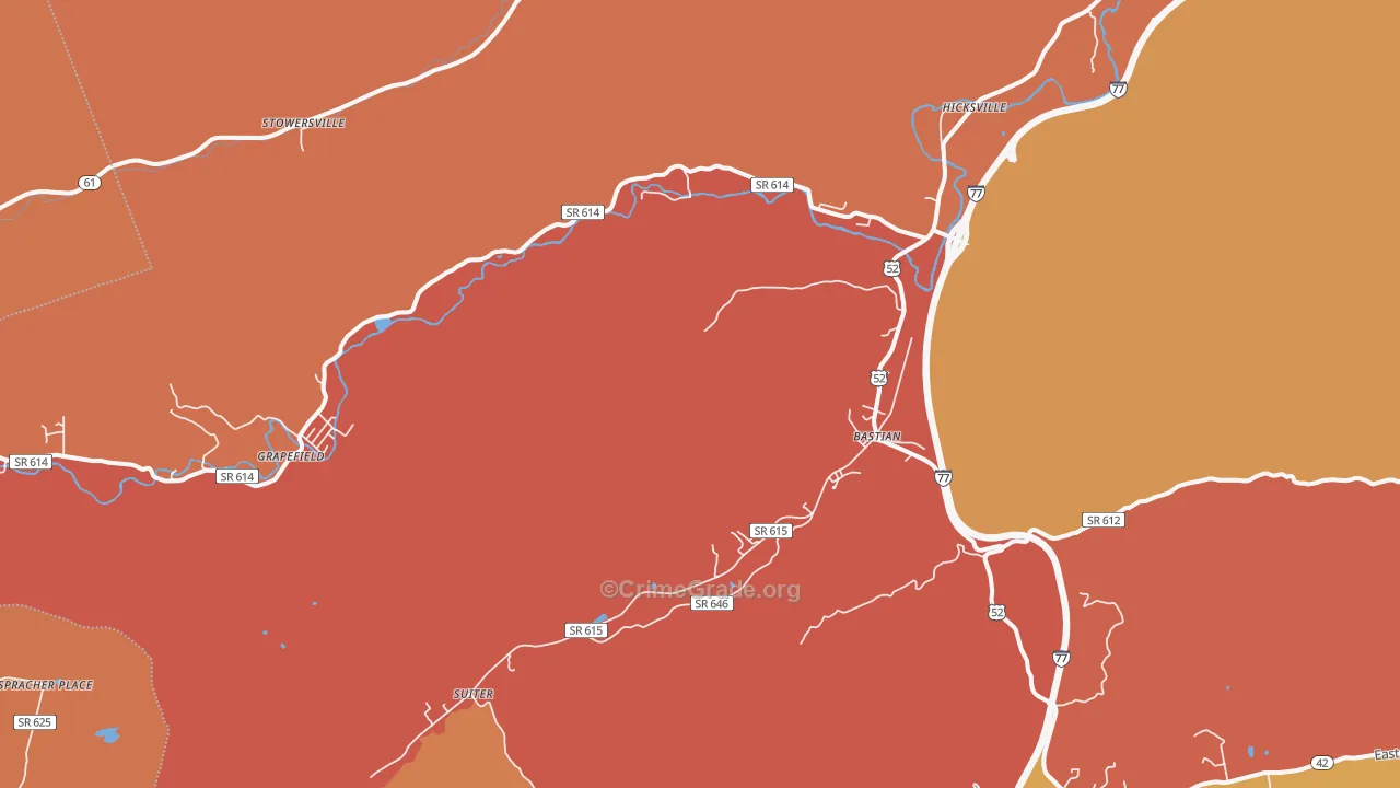 Bastian, VA Map of Arson Rates