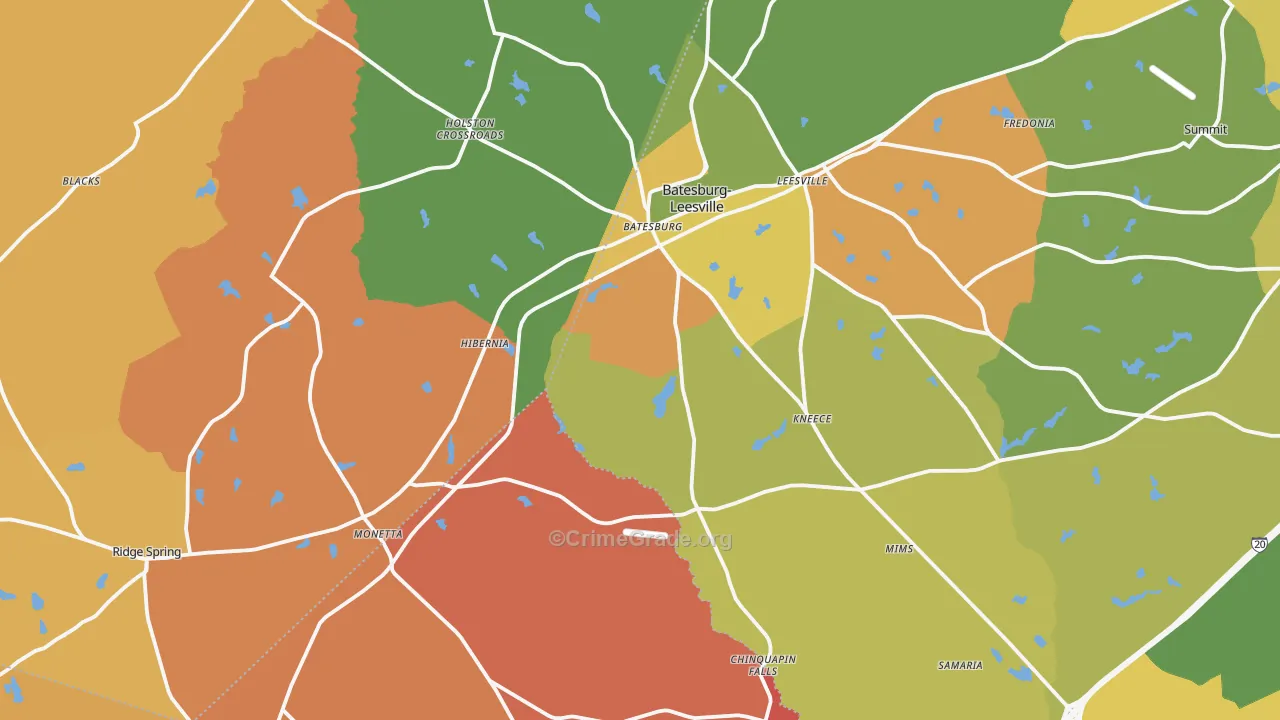 Batesburg, SC Map of Arson Rates