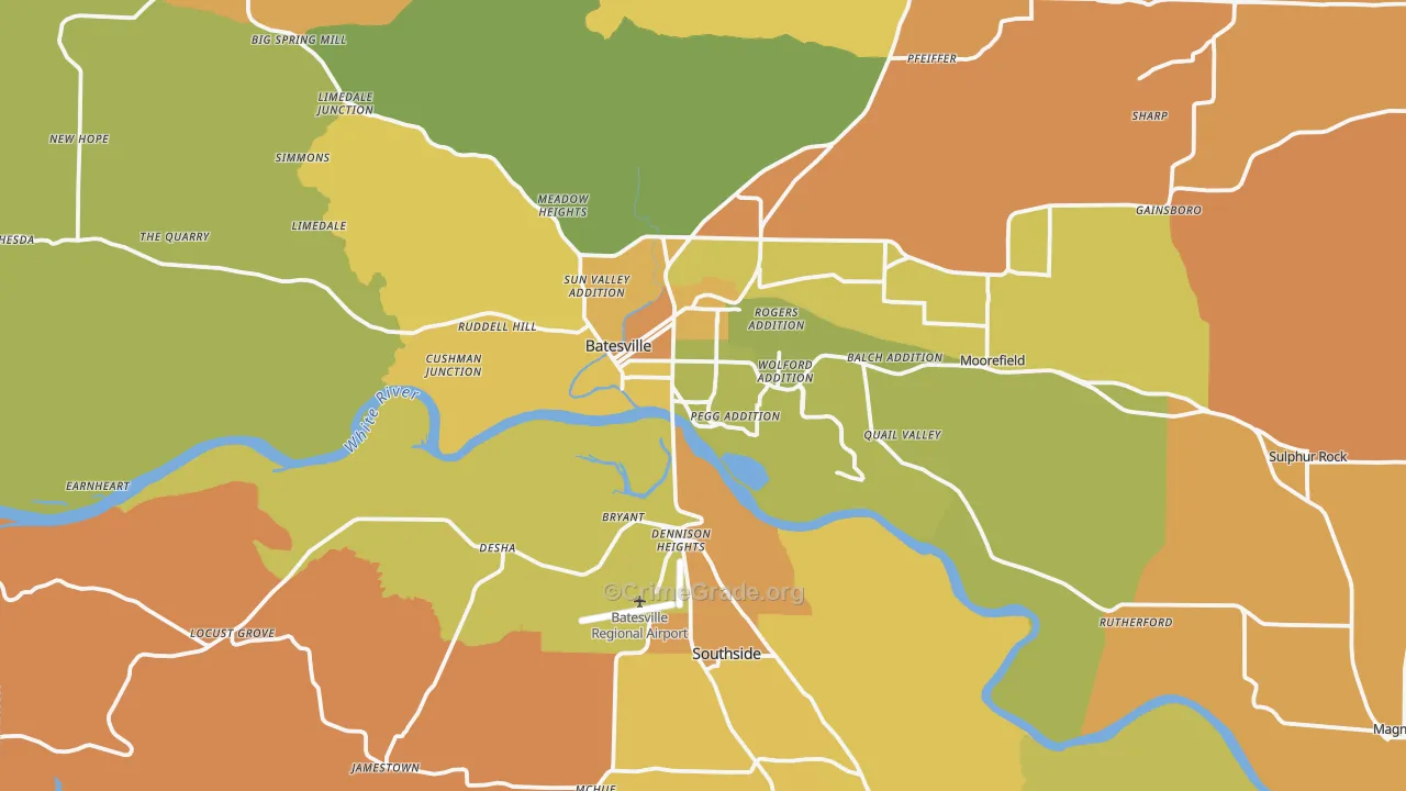 Batesville, AR Map of Arson Rates