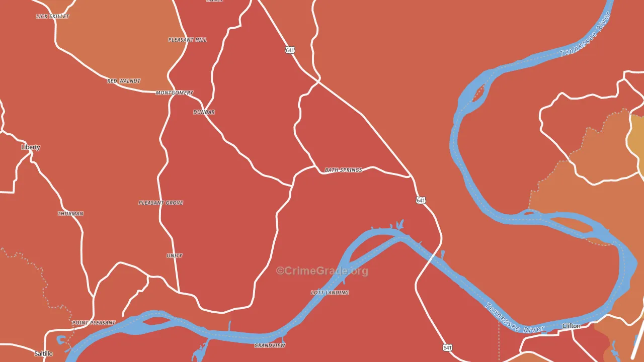 Bath Springs, TN Map of Arson Rates