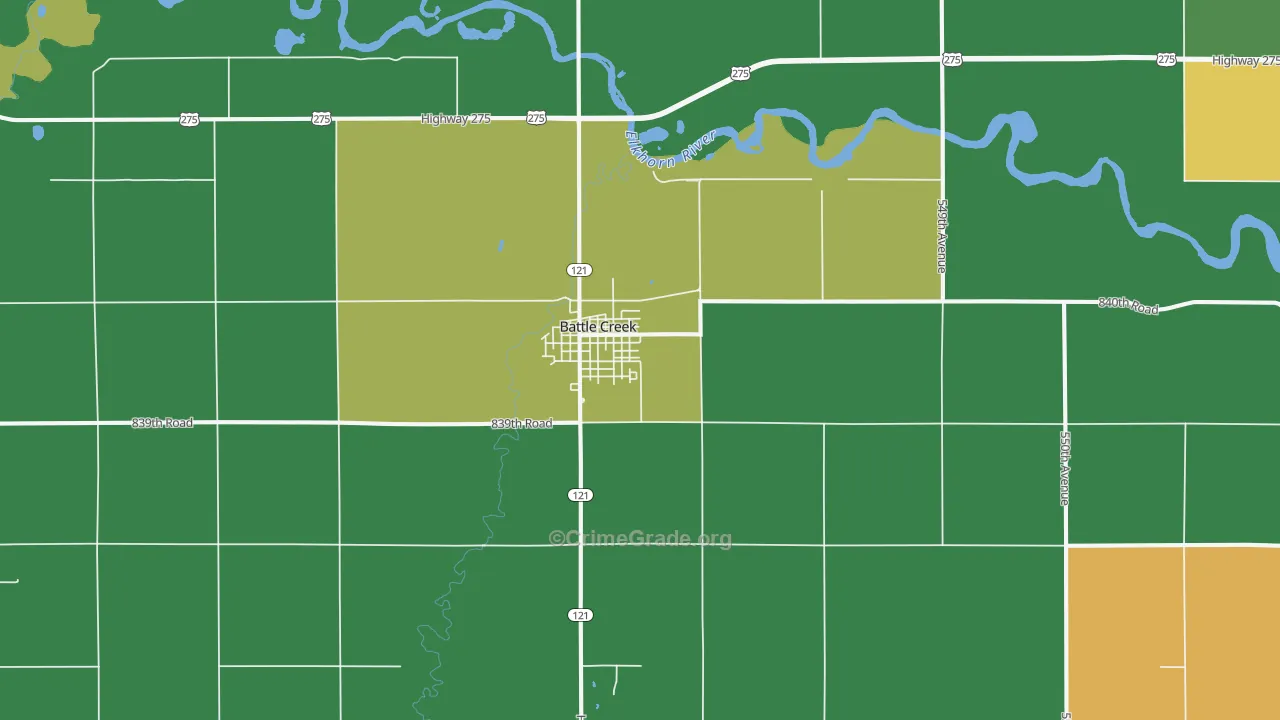 Battle Creek, NE Map of Arson Rates