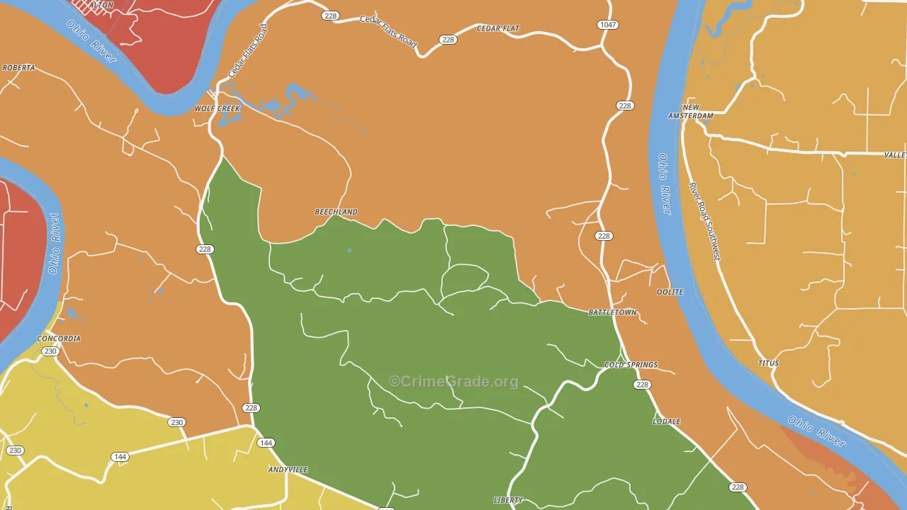 Battletown, KY Map of Arson Rates
