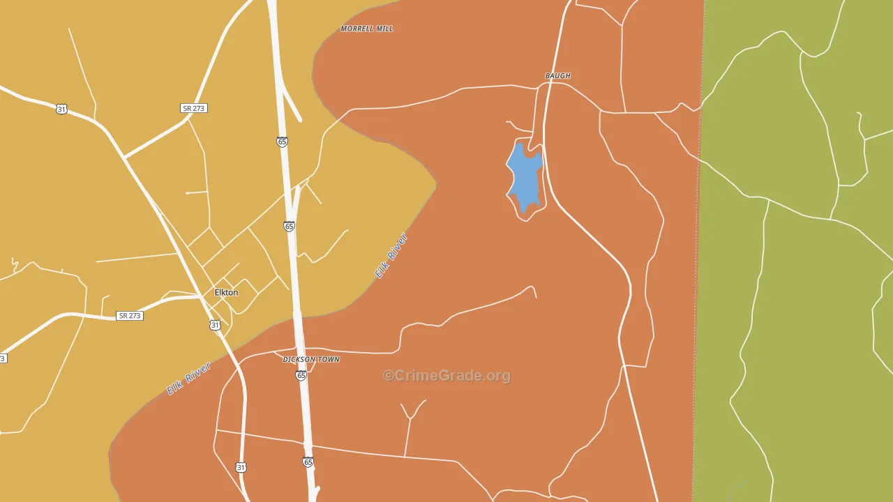 Baugh, TN Map of Arson Rates