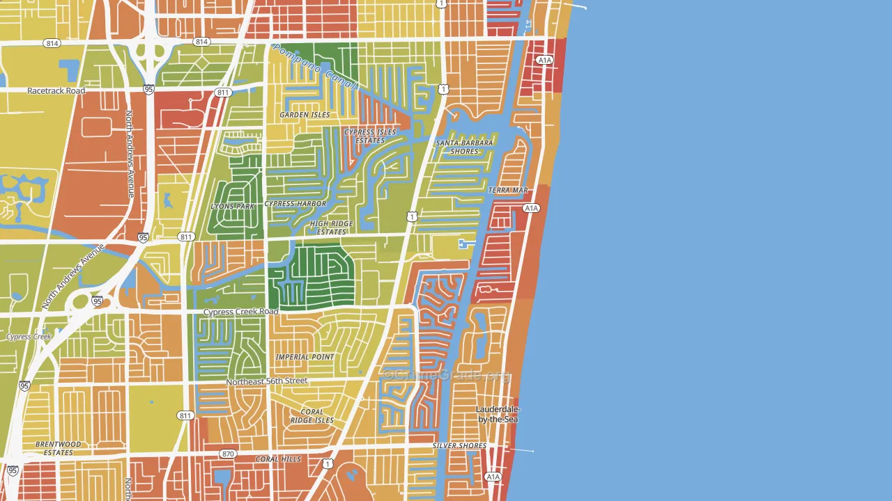 Bay Colony, Fort Lauderdale, FL Map of Arson Rates