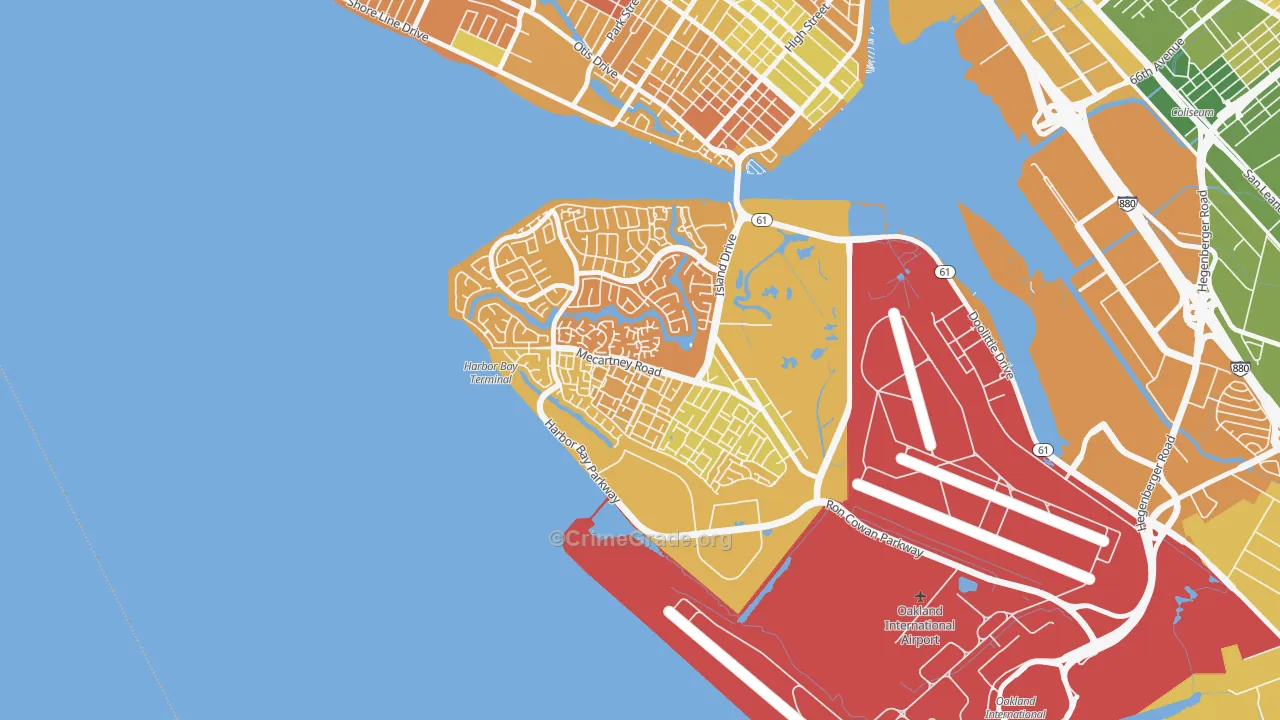 Bay Farm Island, Alameda, CA Map of Arson Rates