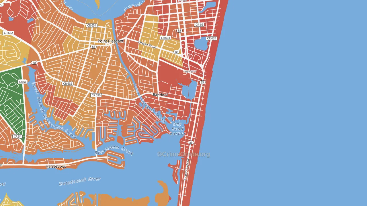 Bay Head, NJ Map of Arson Rates