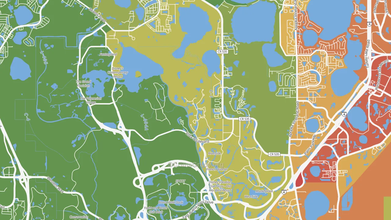 Bay Lake, FL Map of Arson Rates