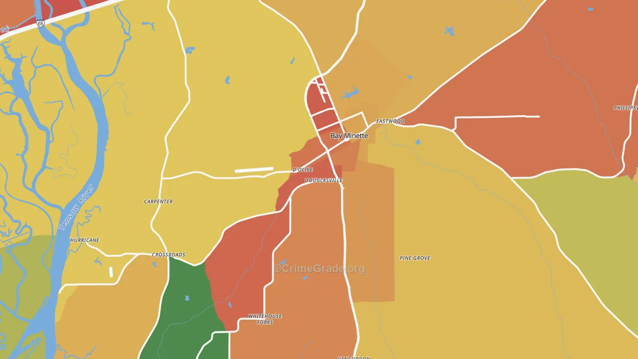 Bay Minette, AL Map of Arson Rates