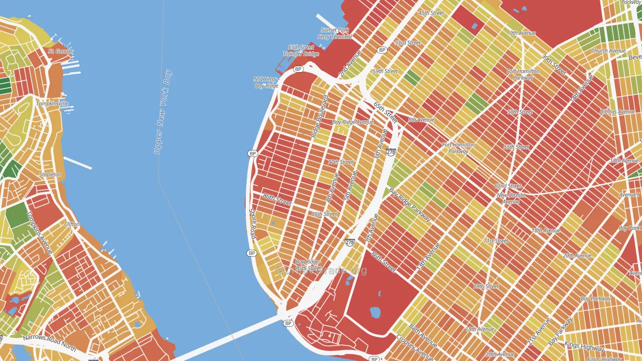 Bay Ridge-Fort Hamilton, Brooklyn, NY Map of Arson Rates