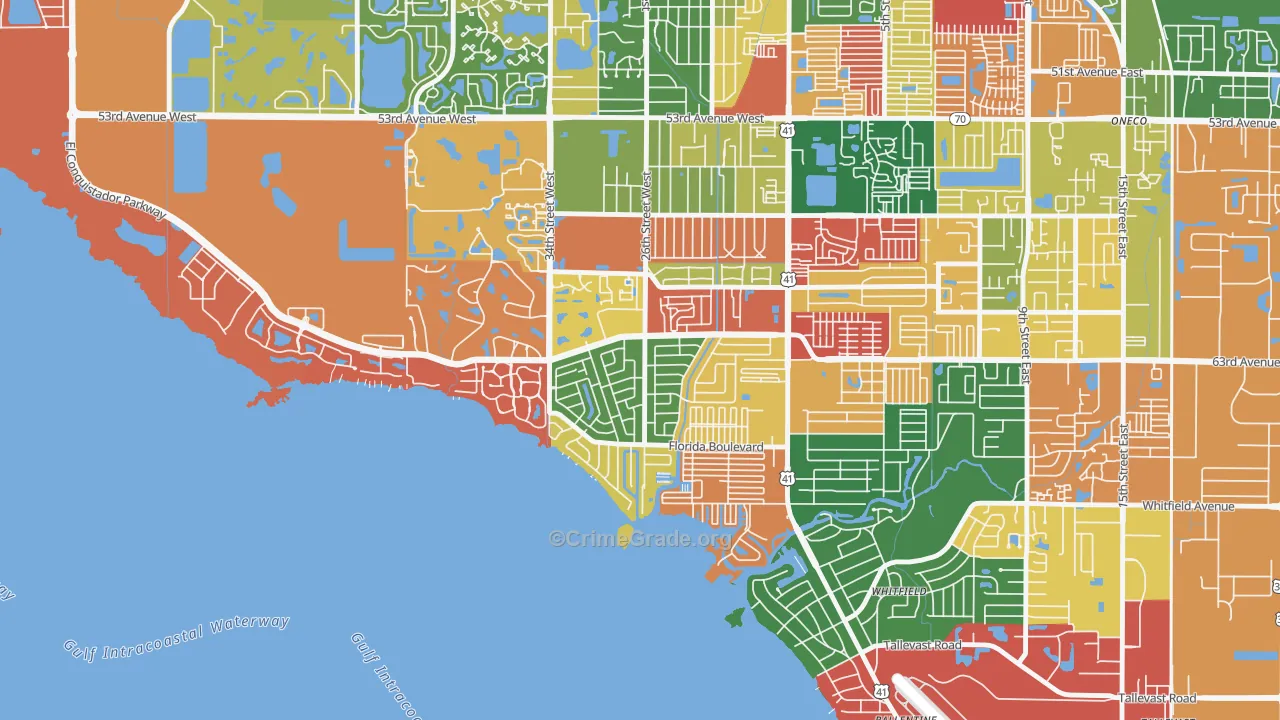 Bay Shore Gardens, Bayshore Gardens, FL Map of Arson Rates