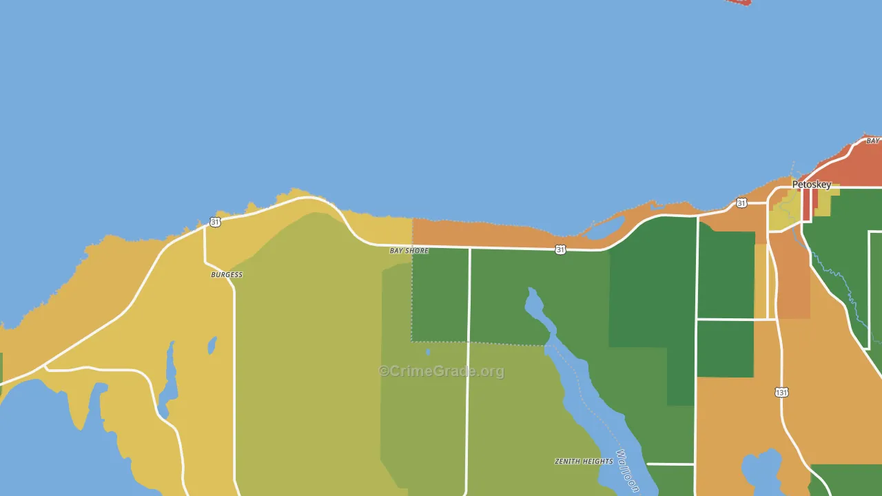 Bay Shore, MI Map of Arson Rates