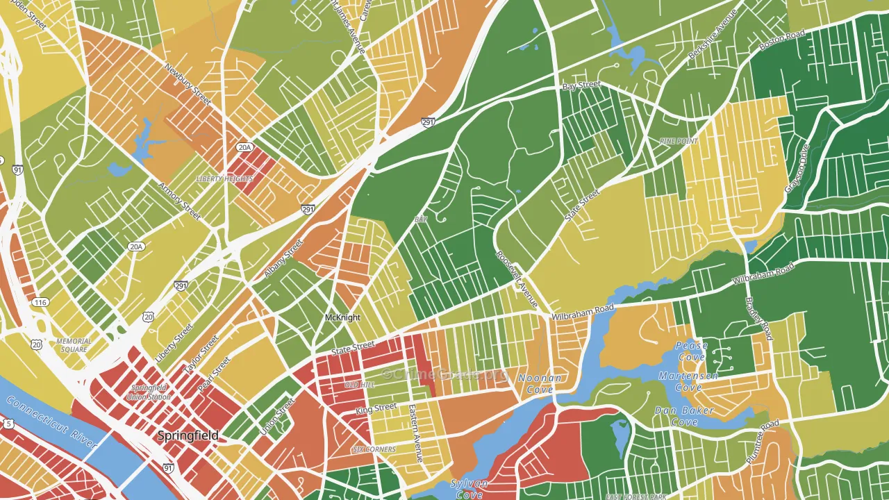 Bay, Springfield, MA Map of Arson Rates