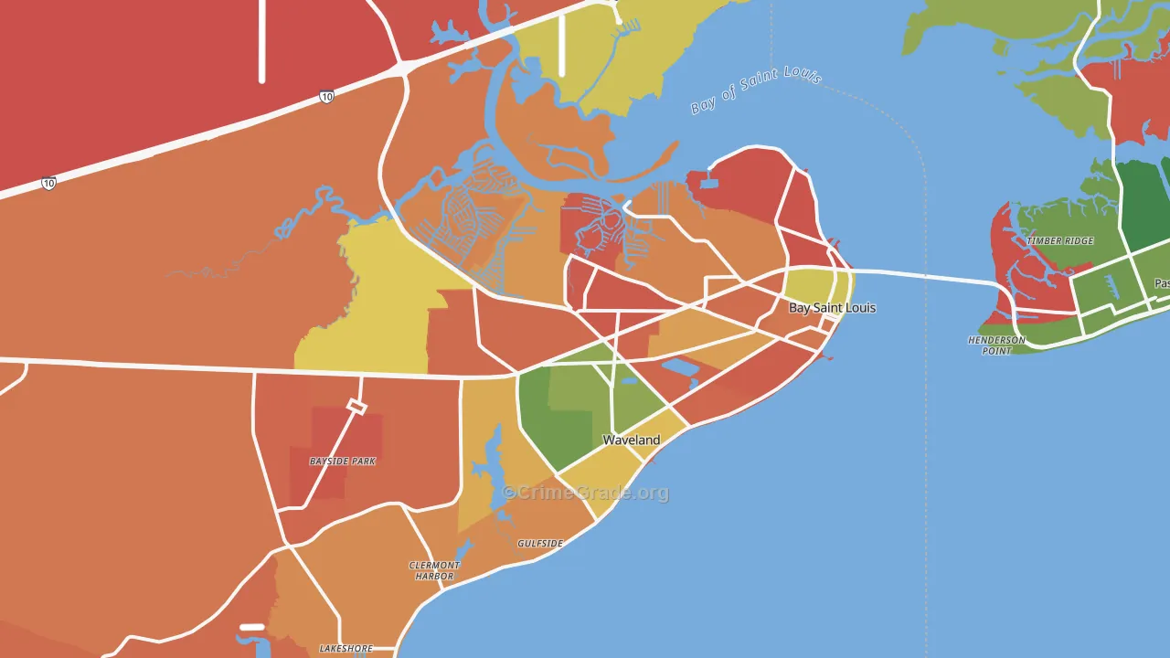 Bay St. Louis, MS Map of Arson Rates