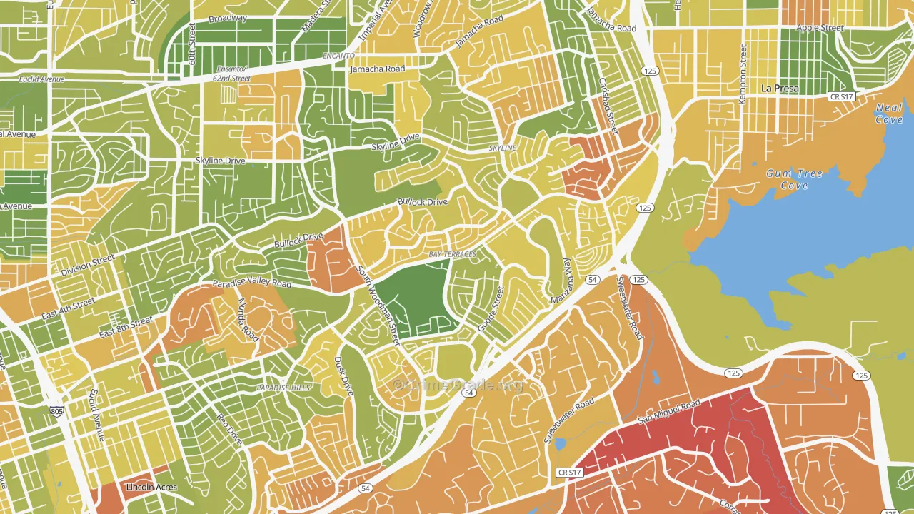 Bay Terraces, San Diego, CA Map of Arson Rates