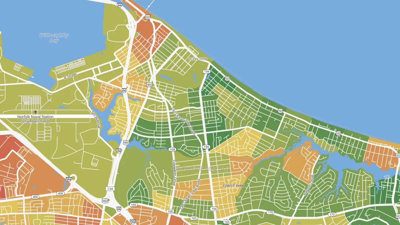 Bay View, Norfolk, VA Map of Arson Rates