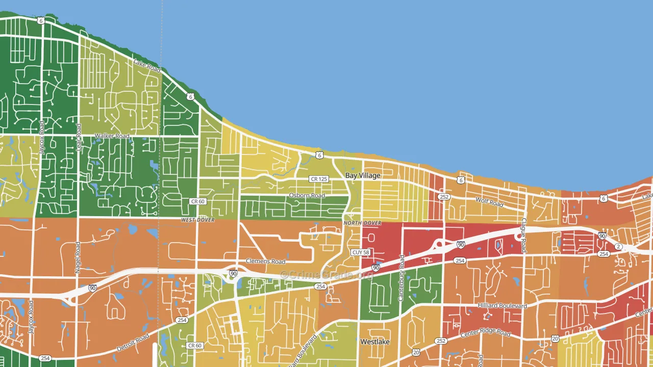 Bay Village, OH Map of Arson Rates