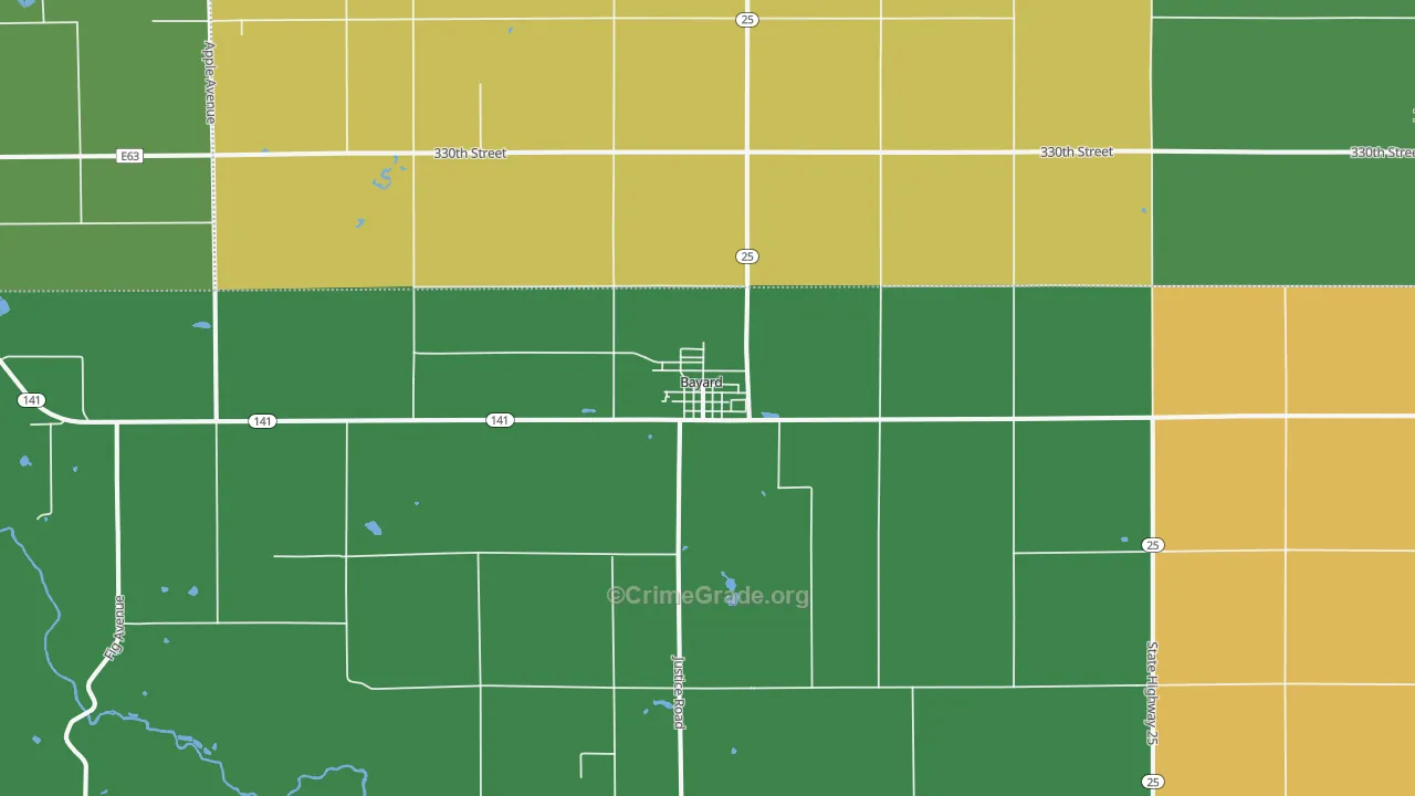 Bayard, IA Map of Arson Rates