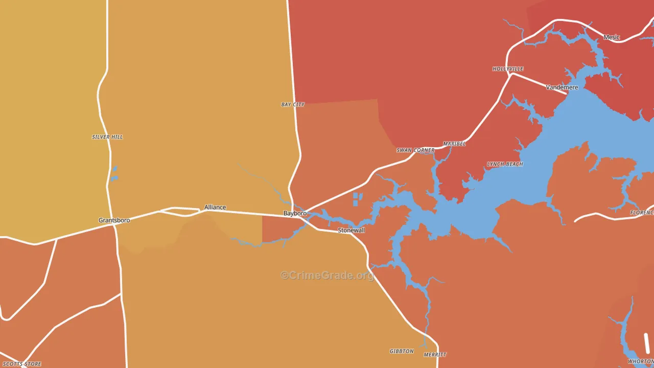 Bayboro, NC Map of Arson Rates
