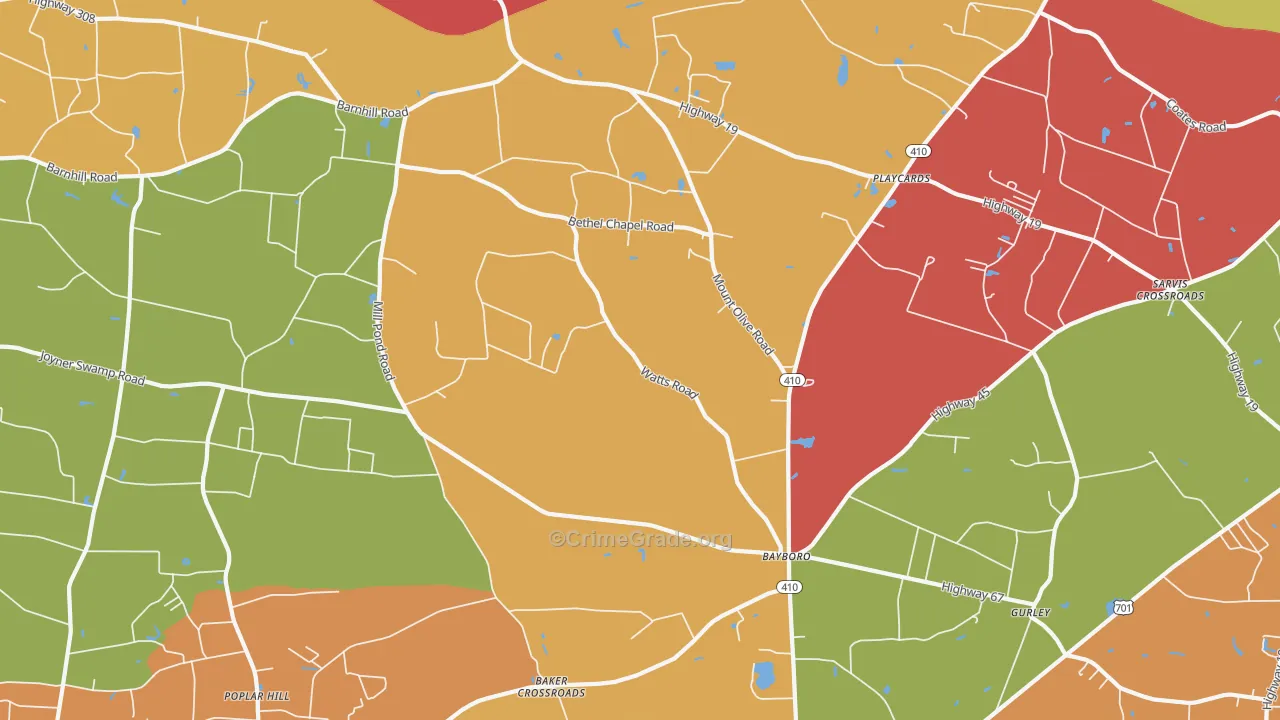 Bayboro, SC Map of Arson Rates