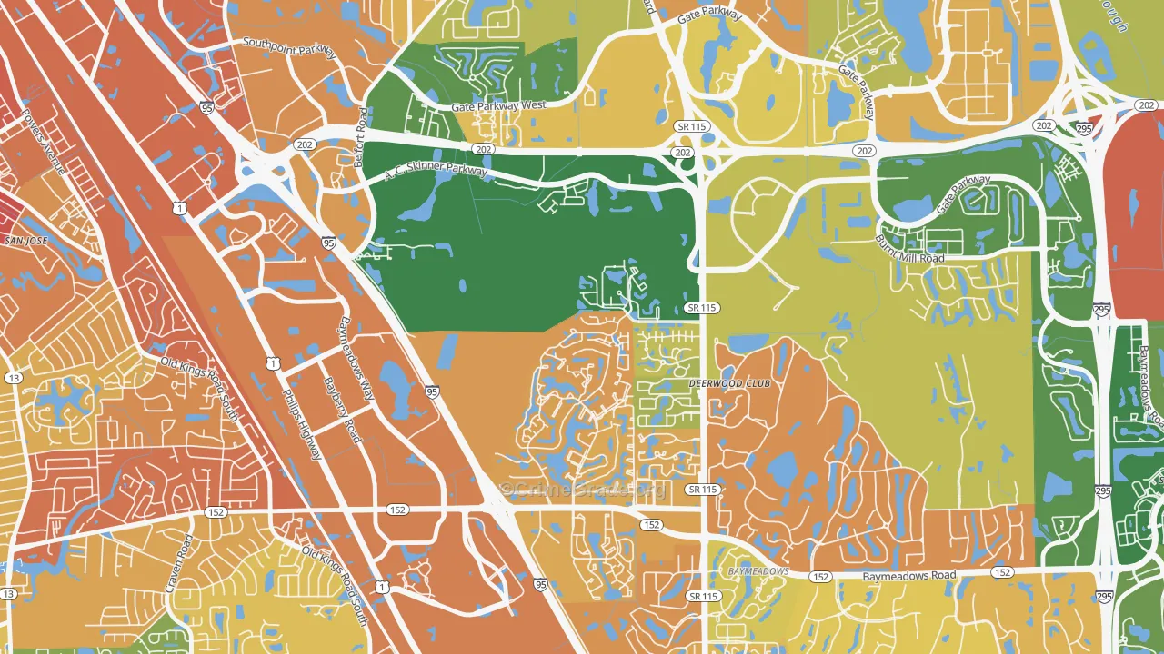 Baymeadows, Jacksonville, FL Map of Arson Rates