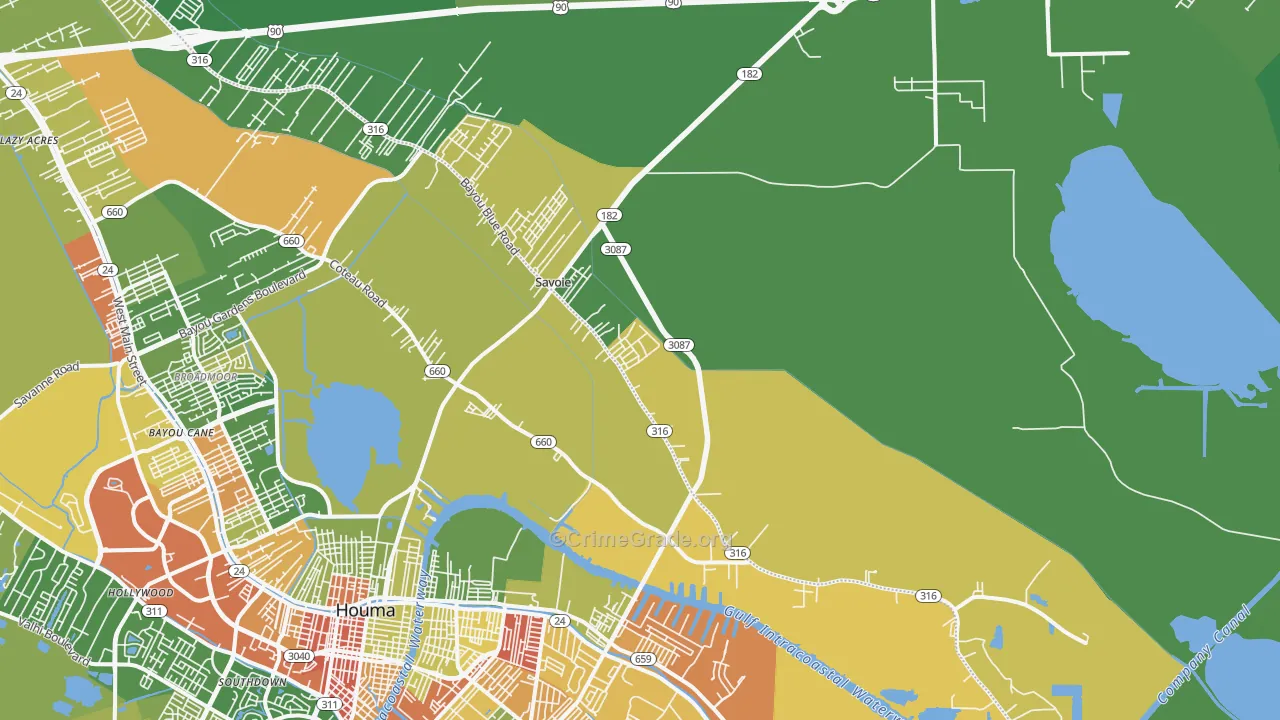Bayou Blue, LA Map of Arson Rates