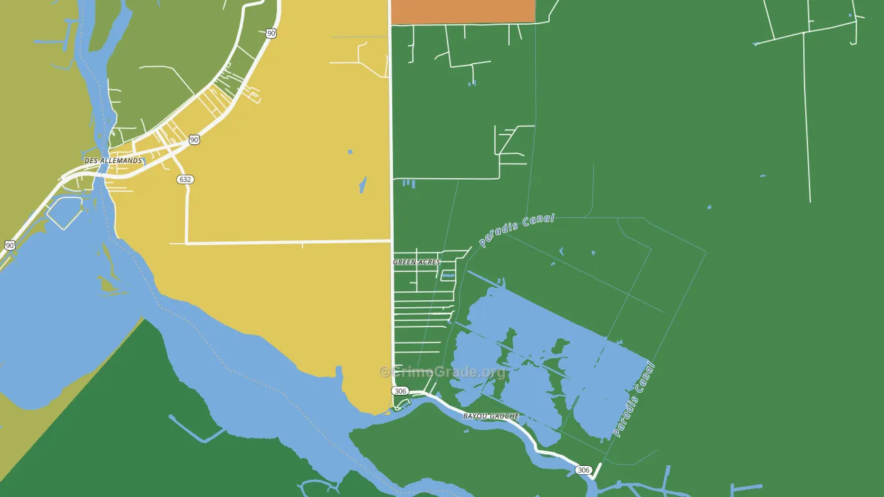 Bayou Gauche, LA Map of Arson Rates