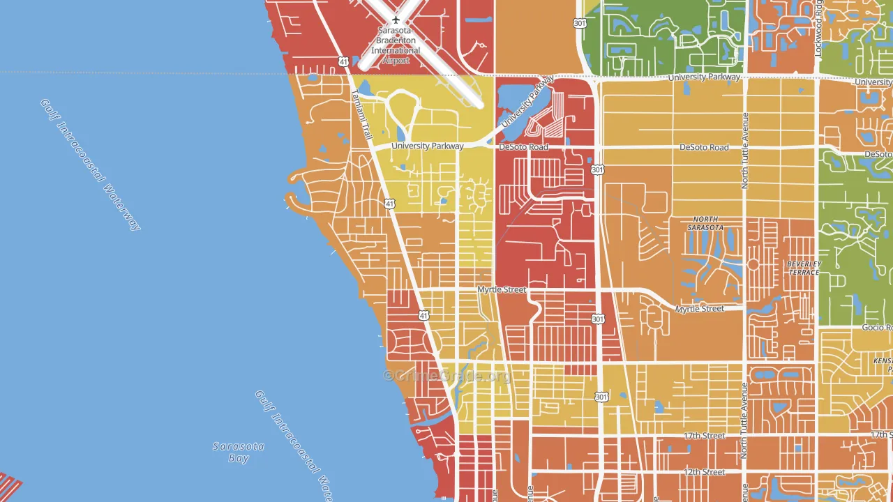 Bayou Oaks, Sarasota, FL Map of Arson Rates