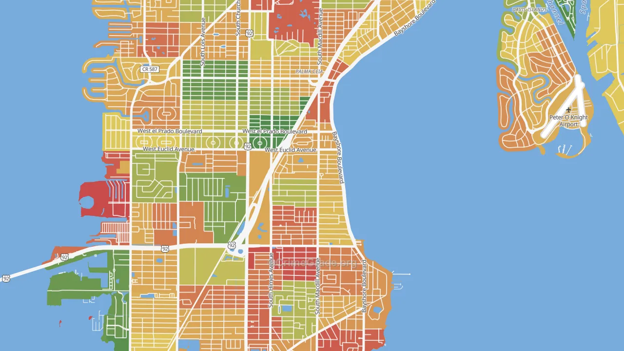Bayshore Beautiful, Tampa, FL Map of Arson Rates
