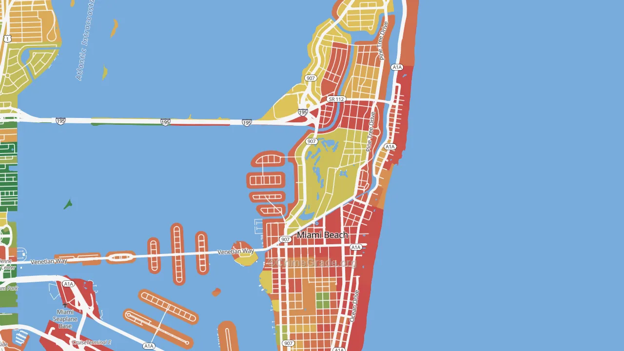 Bayshore, Miami Beach, FL Map of Arson Rates