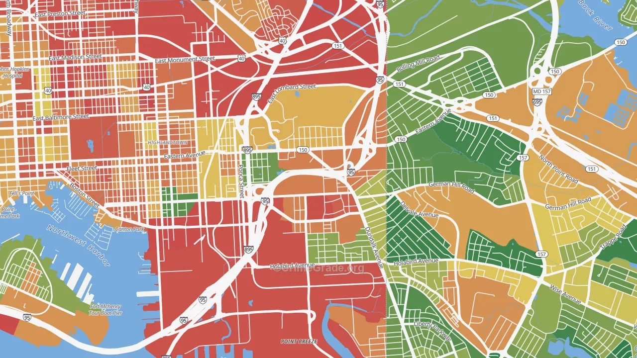 Bayview Area, Baltimore, MD Map of Arson Rates