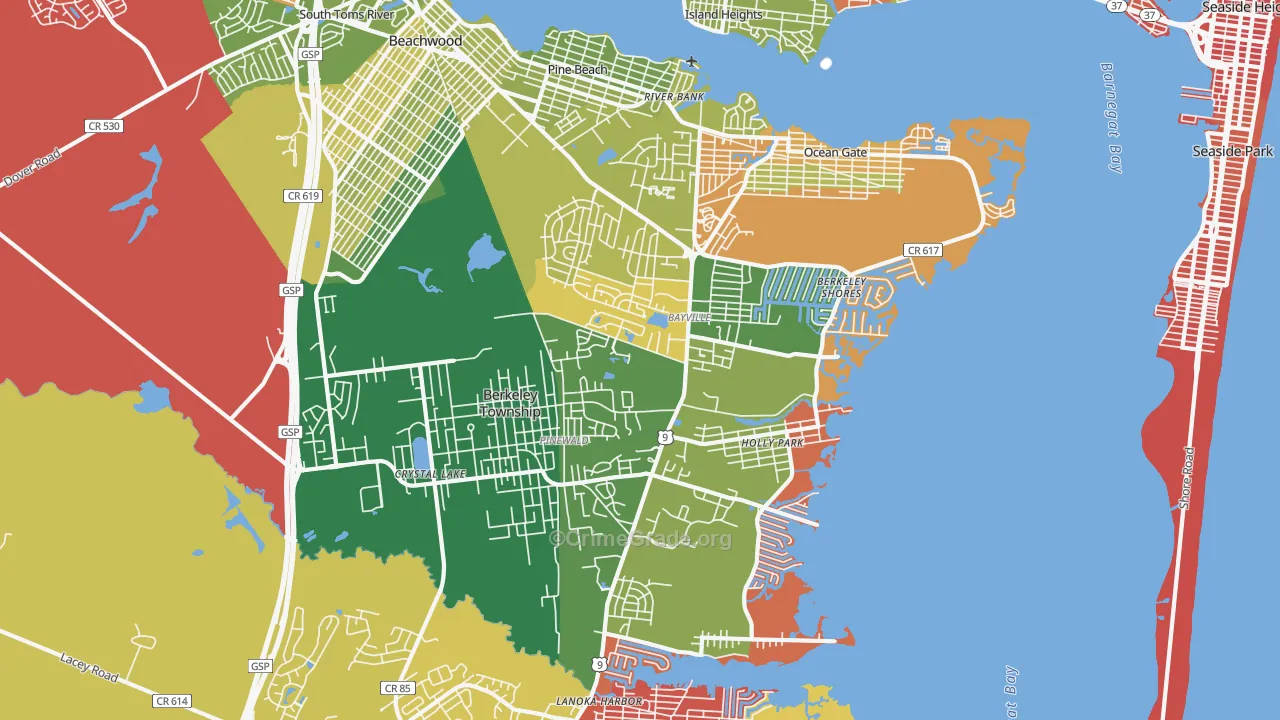Bayville, NJ Map of Arson Rates