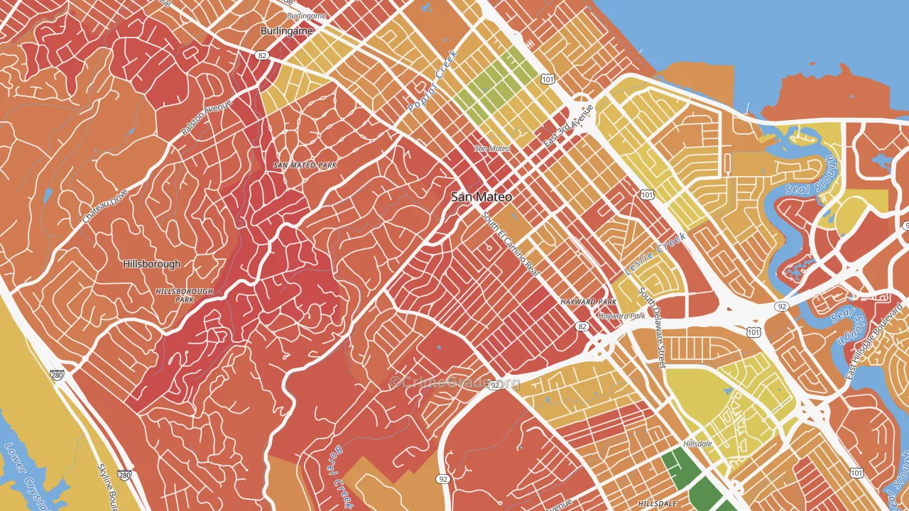 Baywood-Aragon, San Mateo, CA Map of Arson Rates