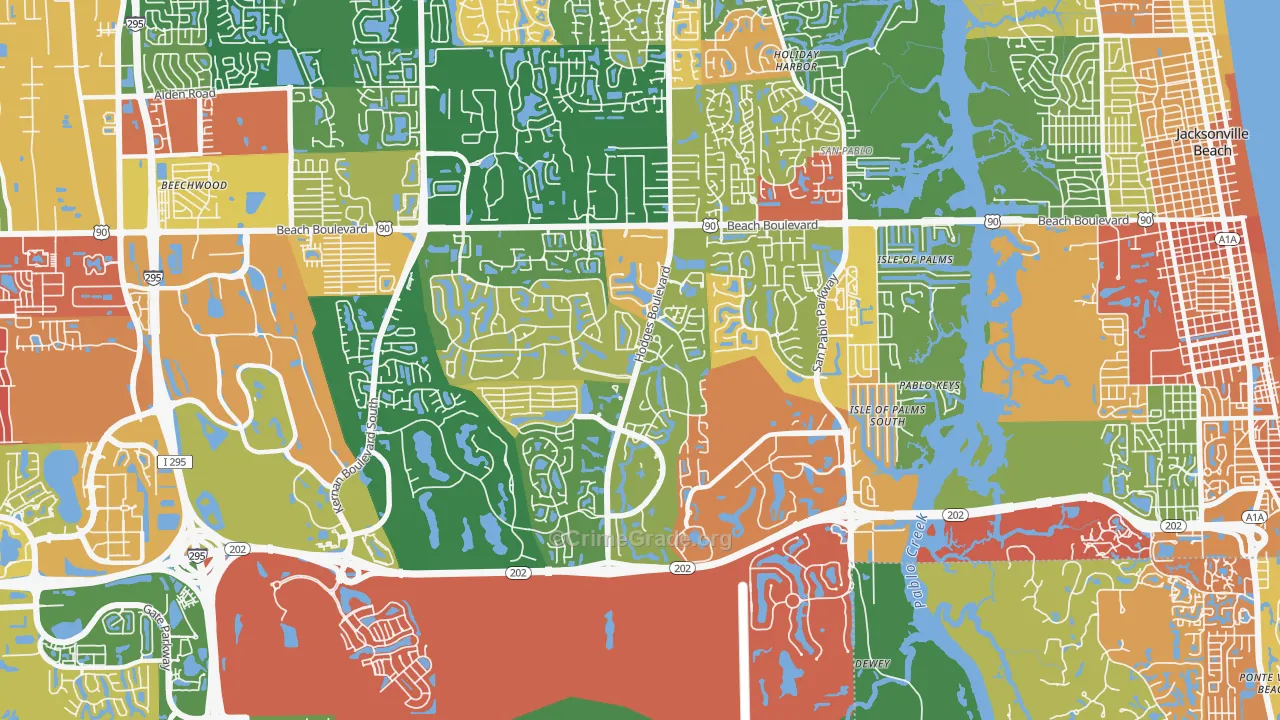 Beach Haven, Jacksonville, FL Map of Arson Rates